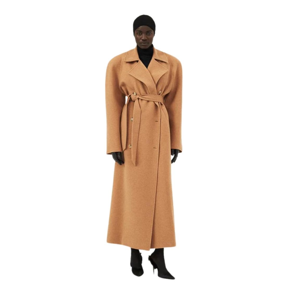 MAGDA BUTRYM CASHMERE WRAP COAT IN CAMEL