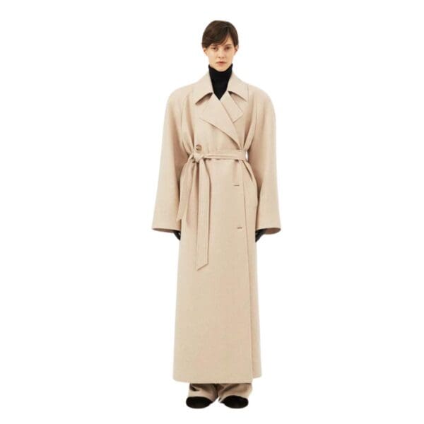 MAGDA BUTRYM CASHMERE WRAP COAT IN BEIGE