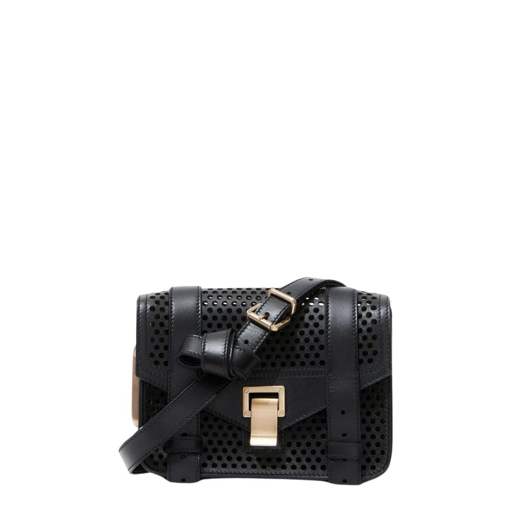 PROENZA PS1 MINI CROSSBODY BAG IN PERFORATED LEATHER BLACK