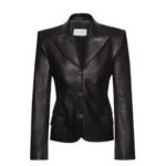MAGDA BUTRYM FITTED LEATHER BLAZER IN BLACK