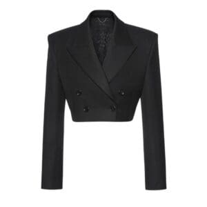 MAGDA BUTRYM CROPPED DOUBLE BREASTED BLAZER IN BLACK