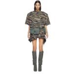 THE ATTICO MILITARY AND LIGHT BROWN MINI SKIRT