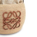 LOEWE BEEHIVE BASKET BAG IN RAFFIA AND CALFSKIN