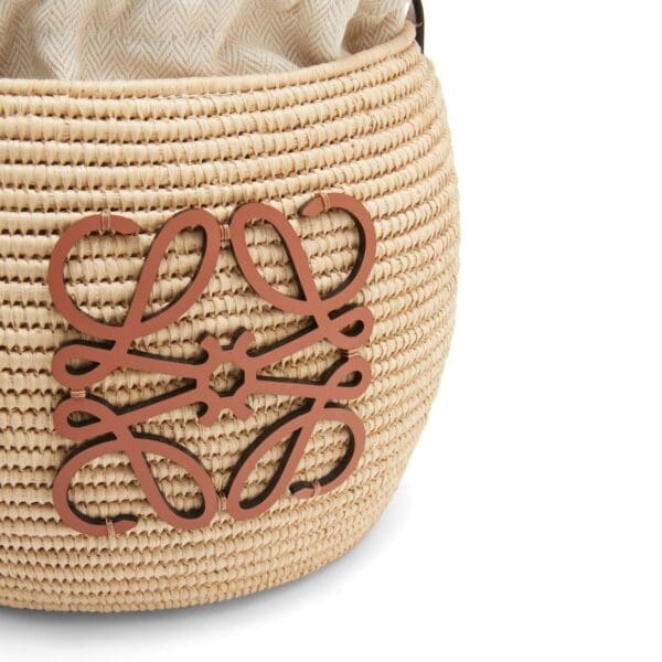 LOEWE BEEHIVE BASKET BAG IN RAFFIA AND CALFSKIN