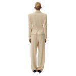 MAGDA BUTRYM WIDE LEG BOUCLE PANTS IN BEIGE