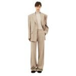 MAGDA BUTRYM CASHMERE WIDE-LEG TROUSERS IN TAUPE