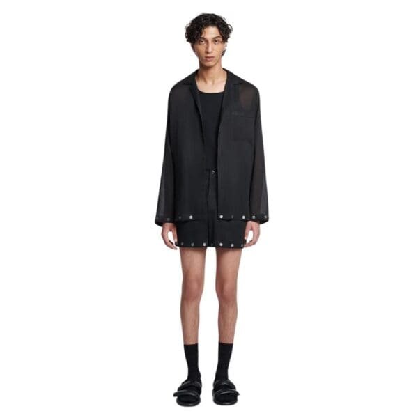NANUSHKA TALLON STUDDED ORGANZA BERMUDA SHORTS BLACK