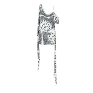 THE ATTICO “RANYA” WHITE AND BLACK BANDANA MINI DRESS