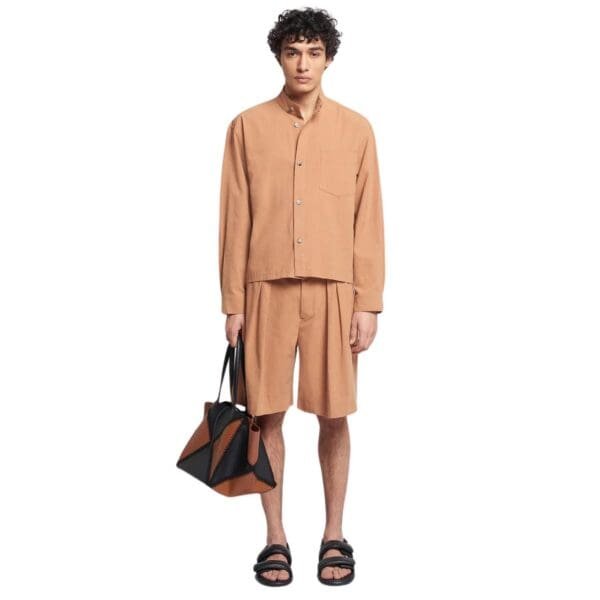 NANUSHKA CARSTEN WASHED-CALICO SHORTS BROWN