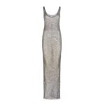  THE ATTICO DARK SILVER LONG DRESS
