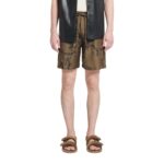 NANUSHKA DOXXI PRINTED SILK-TWILL SHORTS CALLIGRAPH KHAKI