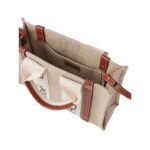 CHLOE SMALL WOODY TOTE BAG WHITE AND BROWN