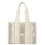 CHLOE MEDIUM WOODY TOTE BAG MISTY IVORY