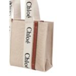 CHLOE MEDIUM WOODY TOTE BAG WHITE & BROWN