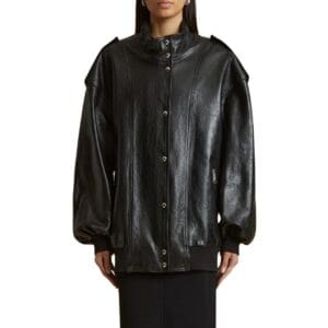 KHAITE THE FARRIS JACKET IN BLACK LEATHER