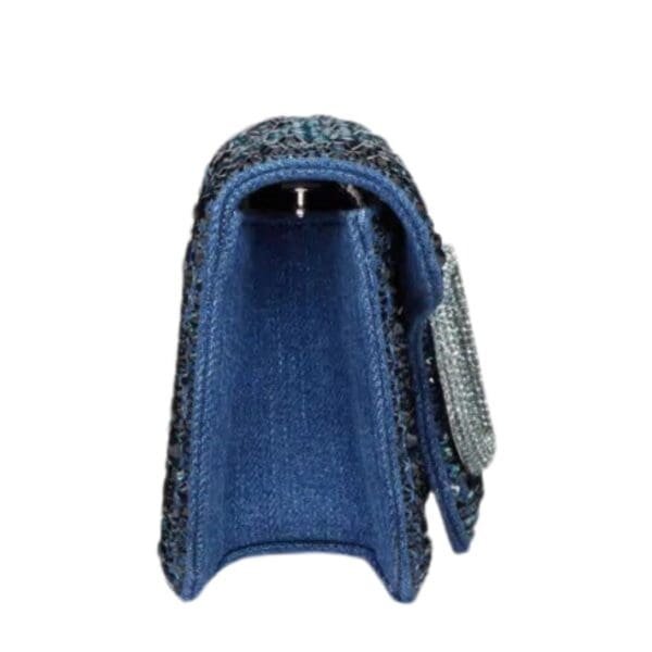 SMALL VALENTINO GARAVANI LOCÒ DENIM SHOULDER BAG WITH RHINESTONES