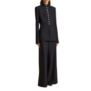 KHAITE THE SAMUEL JACKET WITH NAVY AND WHITE STRIPS