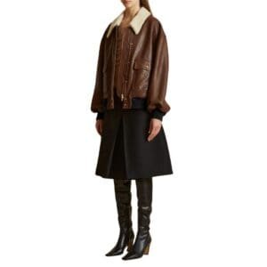 KHAITE THE SHELLAR JACKET IN CLASSIC BROWN LEATHER