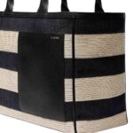 VALEXTRA TOTE BAG DENIM STRIPE LARGE