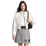 LOUIS VUITTON LEATHER TRIM CHECK MINI SKIRT