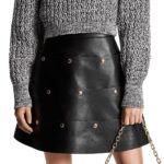 LOUIS VUITTON TIERED SNAP BUTTON LEATHER SKIRT