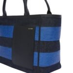 VALEXTRA TOTE BAG DENIM STRIPE MEDIUM
