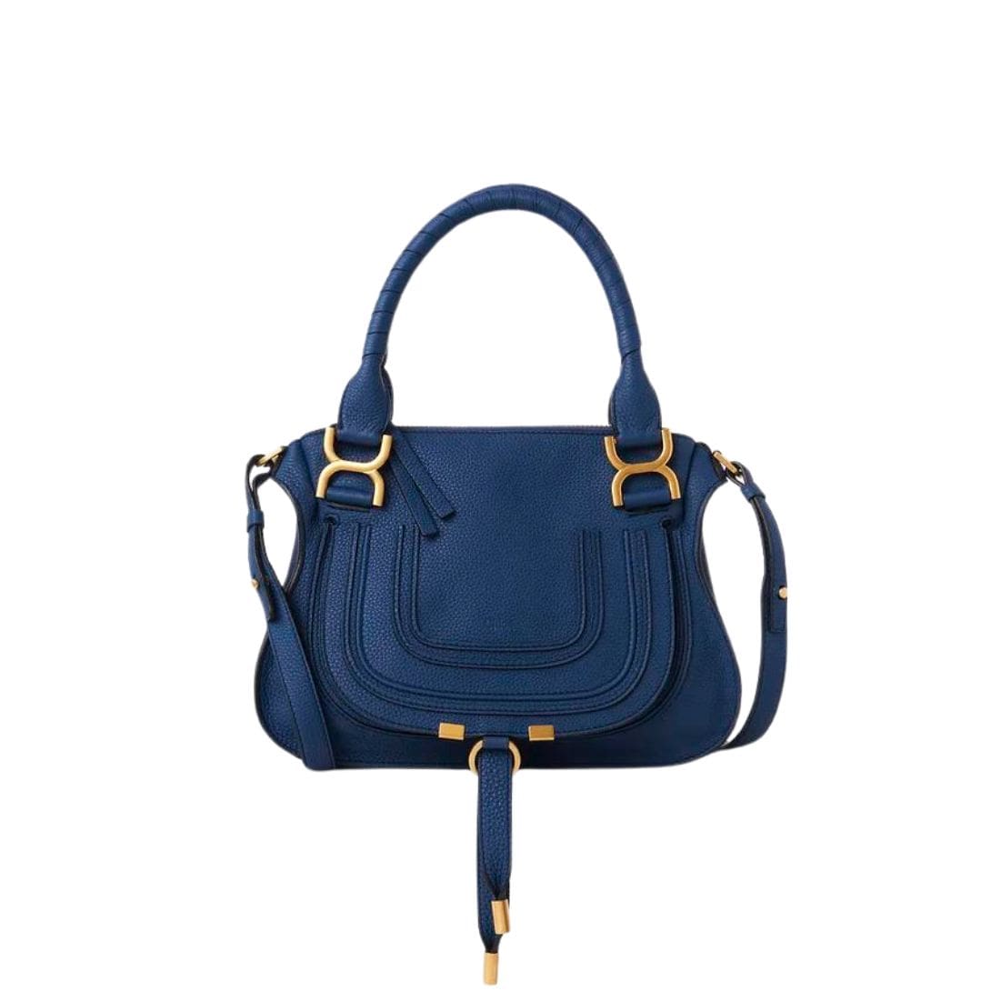 CHLOE MARCIE SMALL DOUBLE CARRY BAG DEEP DENIM