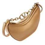 VALENTINO GARAVANI SMALL VLOGO MOON HOBO BAG IN GRAINY CALFSKIN WITH CHAIN