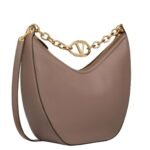 VALENTINO GARAVANI VLOGO MOON MEDIUM GRAINY CALFSKIN HOBO BAG WITH CHAIN