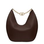 VALENTINO GARAVANI MAXI VLOGO MOON NAPPA LEATHER HOBO BAG WITH CHAIN