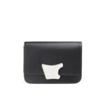 SANTONI BLACK LEATHER CROSSBODY BAG