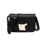 SANTONI BLACK LEATHER CROSSBODY BAG