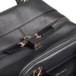 SANTONI BLACK LEATHER HANDBAG