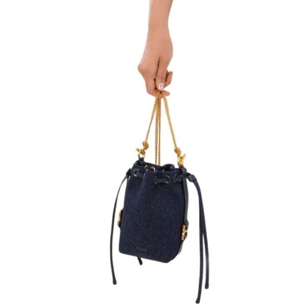 CHLOE MARCIE MICRO BUCKET DENIM