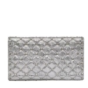 VALENTINO GARAVANI ROCKSTUD SPIKE METALLIC LAMBSKIN SHOULDER BAG