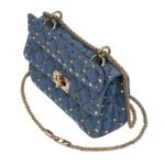 VALENTINO GARAVANI SMALL ROCKSTUD SPIKE EMBROIDERED DENIM BAG