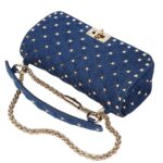 VALENTINO GARAVANI ROCKSTUD SPIKE DENIM SHOULDER BAG
