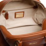 SANTONI BROWN LEATHER HANDBAG
