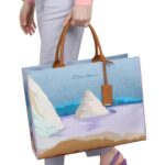 SANTONI LIGHT BLUE FABRIC SHOPPER
