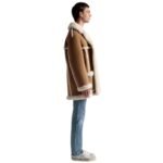 BALLY AVIATOR COAT IN BROWN LEATHER AND MERINO
