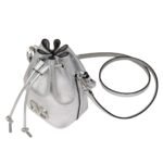 VALENTINO GARAVANI MINI VLOGO SIGNATURE BUCKET BAG IN METALLIC NAPPA LEATHER