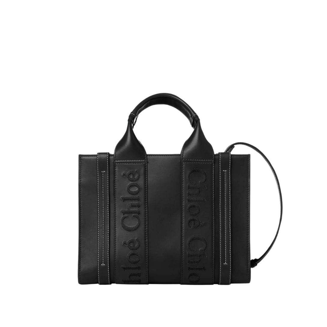 CHLOE SMALL WOODY TOTE BAG BLACK