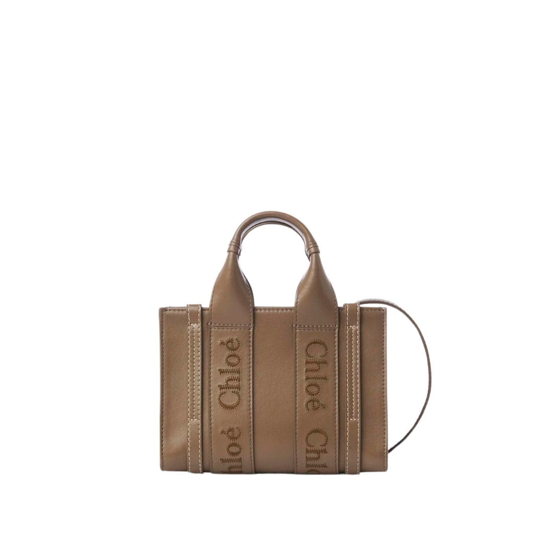 CHLOE MINI WOODY TOTE BAG ARMY GREEN