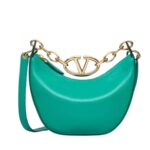 VALENTINO GARAVANI VLOGO MOON MINI HOBO BAG IN NAPPA LEATHER WITH CHAIN