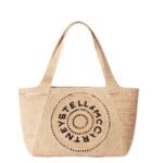 vSTELLA MCCARTNEY LOGO RAFFIA MEDIUM TOTE BAG