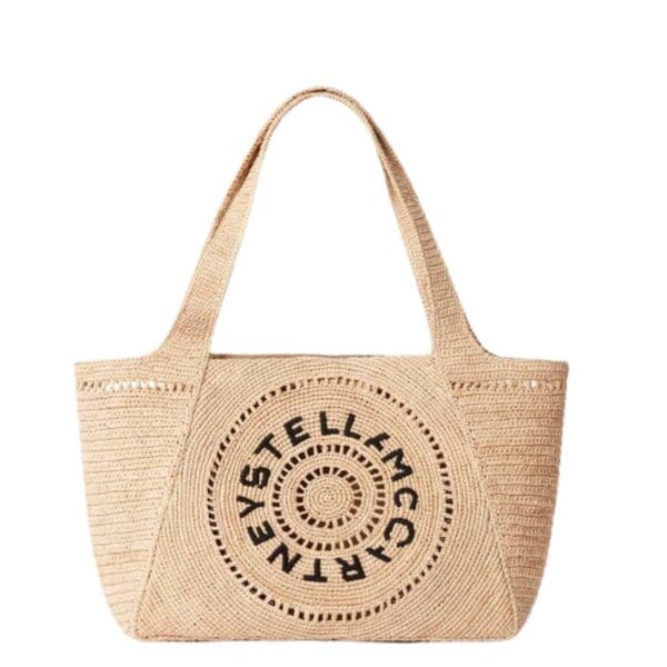 vSTELLA MCCARTNEY LOGO RAFFIA MEDIUM TOTE BAG