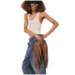 STELLA MCCARTNEY ALTER-SUEDE FRINGE FALABELLA TINY TOTE BAG