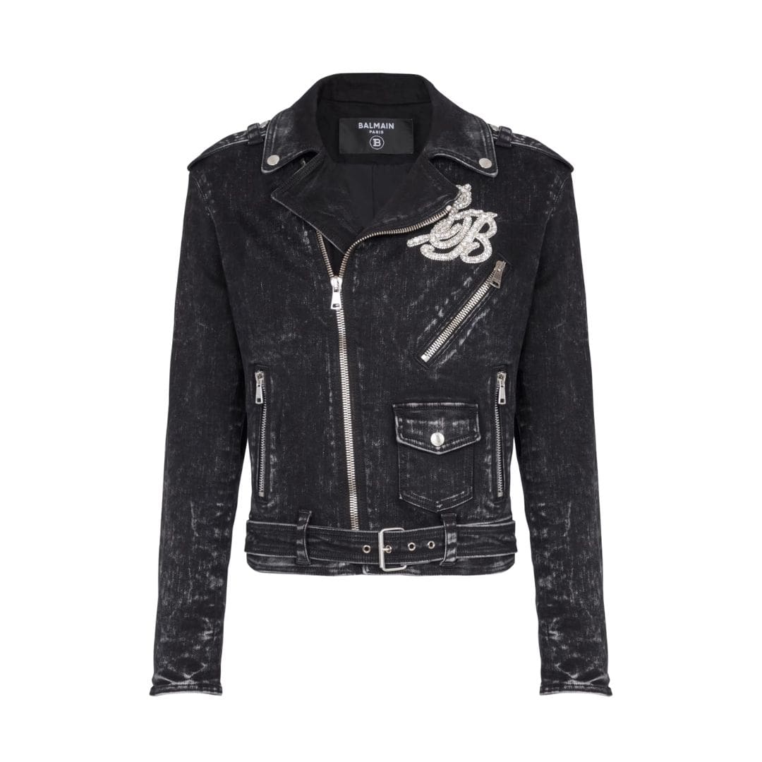 BALMAIN DENIM BIKER JACKET