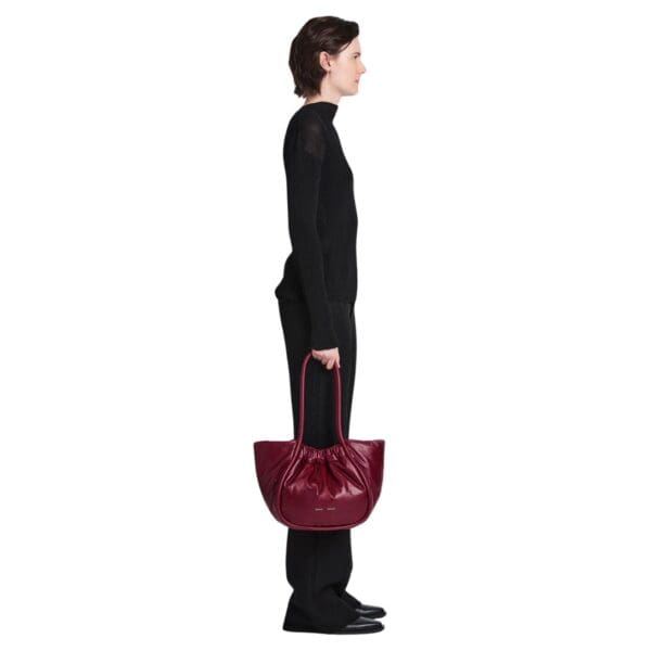 PROENZA LARGE RUCHED TOTE IN PUFFY NAPPA GARNET