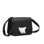 SANTONI BLACK LEATHER CROSSBODY BAG